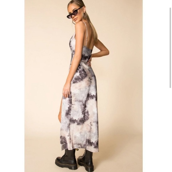 Superdown Krystal Slip Dress Grey White Tie Dye Small Adjustable Straps - Picture 3 of 16